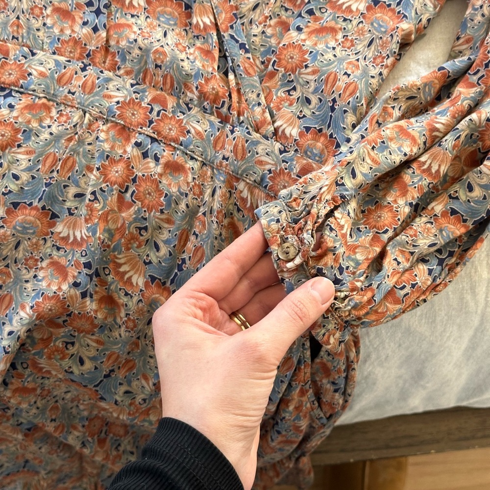 Floral Print Dress with Denim Vest - Picture 5 of 8